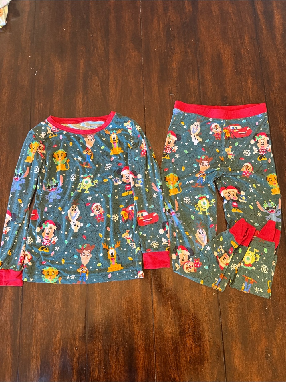 Little Sleepies Grey Holiday Character Pajama Set with Red Trim